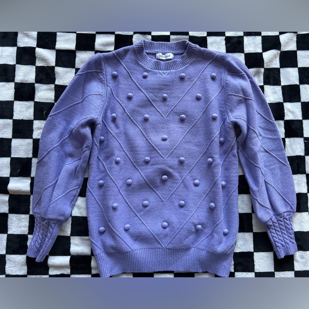 Purple Pom Sweater